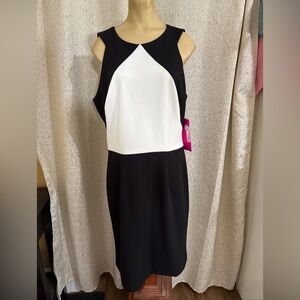 Betsey Johnson Black Sleeveless Dress with Ivory Accent, NWT, Size 14